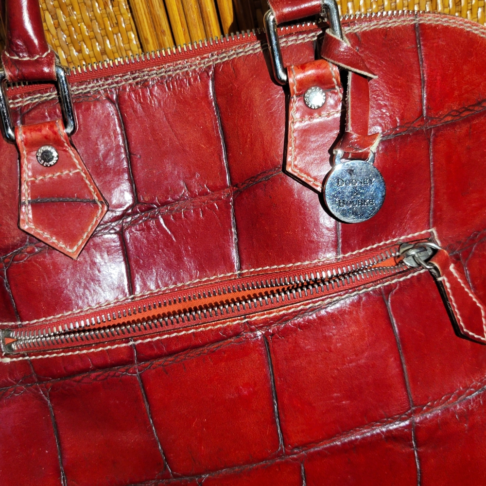 Dooney & Bourke Red Croc-Embossed Leather Bag - Picture 7 of 7